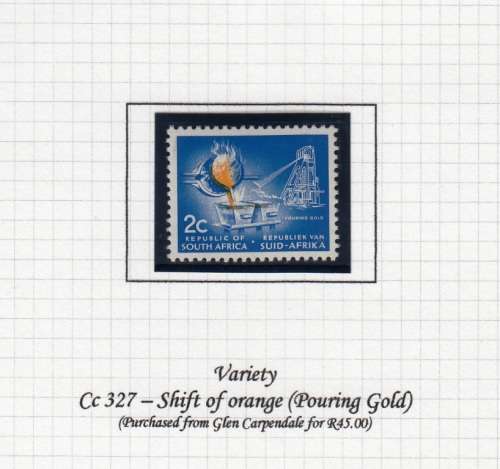 RSA 1973: 2C DEFINITIVE ISSUE  - VARIETY SHIFT OF ORANGE (POURING GOLD)