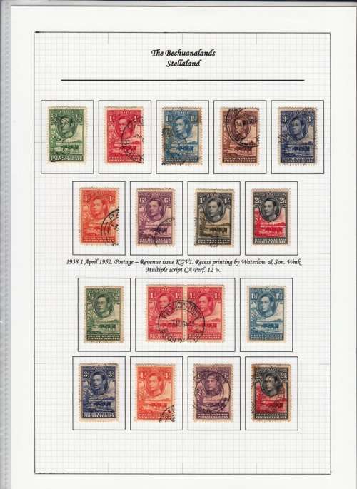 BECHUANALAND PROTECTORATE 1938: KGVI PART SET PLUS SHADES USED (EXC 1 1/2d and 2s6d MH)