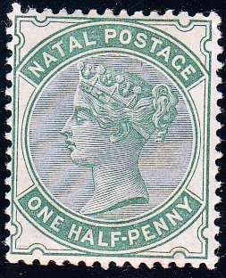NATAL 1882: QV 1/2d DULL GREEN MNH (SACC94a)