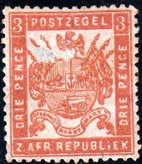 ZAR 2nd REPUBLIC 1883: ARMS 3 PENNY MH (SACC176) - NOTE CONDITION