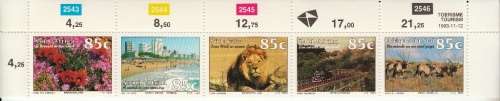 RSA 1993: TOURISM CONTROL STRIP OF 5 MNH (SACC 847-851)