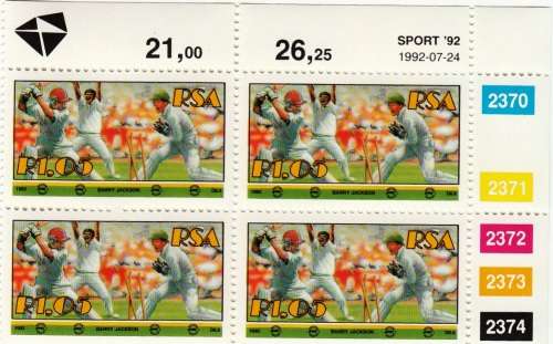 RSA 1992: SPORT FULL SET CONTROL BLOCKS OF 4 MNH (SACC 778-783)