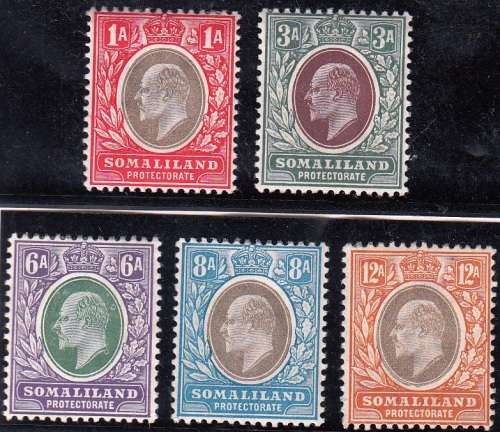 SOMALILAND PROTECTORATE 1904: KEVII PART SET MH (SG33,36,38,39,40)