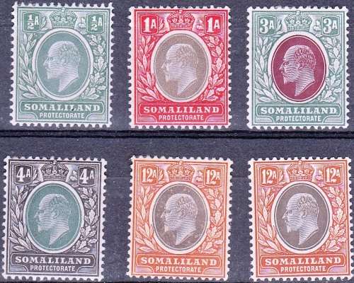 SOMALILAND PROTECTORATE 1905: KEVII PART SET MH (SG45,46,49,50,53,53a)