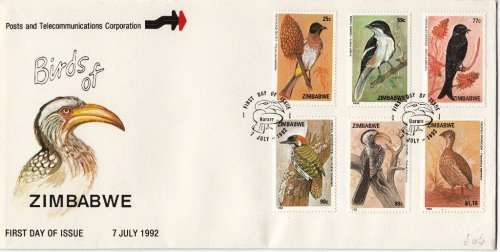ZIMBABWE 1992: FDC  BIRDS OF ZIMBABWE - UNADDRESSED