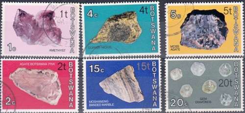 BOTSWANA 1976 MINERALS OVERPRINTED TYPE II ENSCHEDE USED (SG 367a-375a)