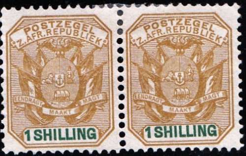 ZAR 2nd REPUBLIC 1901: ARMS PAIR 1 SHILLING MH (SACC230)