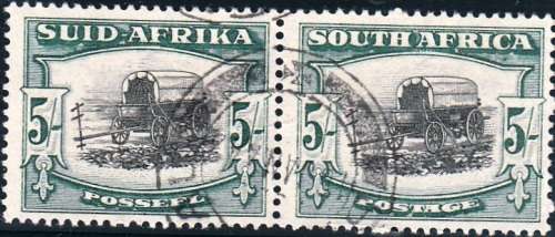 UNION OF SOUTH AFRICA 1933: DEFINITIVE ISSUE PAIR 5s USED (SACC62)