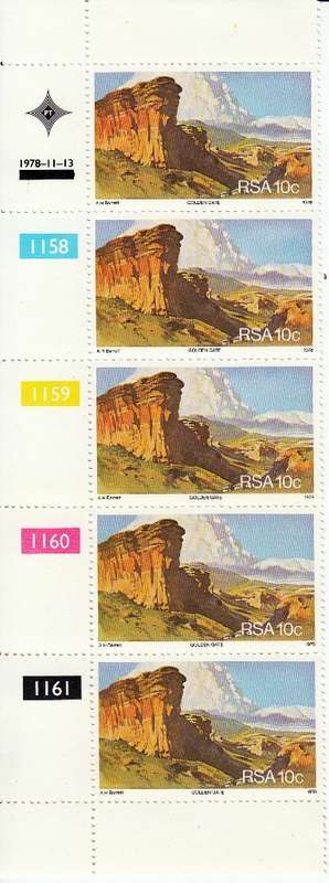 RSA 1978 TOURISM IN SA 10c CONTROL STRIP OF 5 MNH (SACC 455)