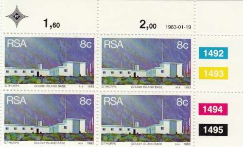 RSA 1983: WEATHER STATIONS FULL SET CONTROL BLOCKS OF 4 MNH (SACC 541-544)