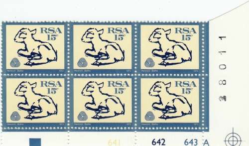 RSA 1974: DEFINITIVE ISSUE 15c CONTROL BLOCKS OF 6 PANES A and B MNH (SACC 334)