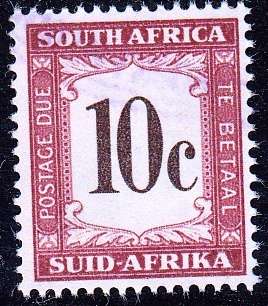 UNION OF SA 1961: 10c POSTAGE DUE USED (SACC 49)
