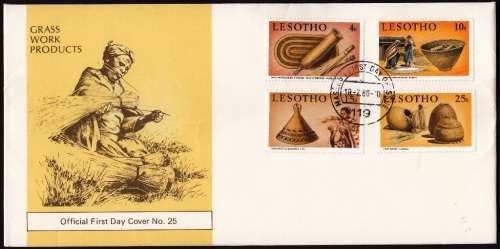 LESOTHO OFFICIAL FDC#25 1980 GRASS WORK PRODUCTS
