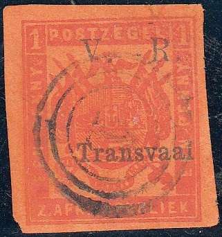 ZAR 1st BRITISH OCCUPATION 1878: 1d RED ON ORANGE PAPER - IMPERFERATED USED (SACC118d)