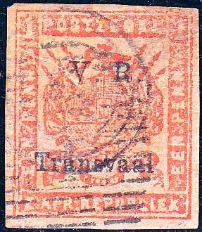 ZAR 1st BRITISH OCCUPATION 1879: 1d RED ON YELLOW PAPER - IMPERFORATED USED (SACC134)