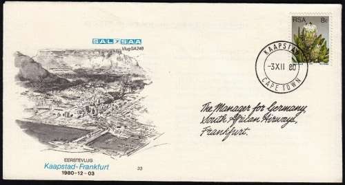 RSA 1980: SAA#33 - FIRST FLIGHT CAPE TOWN TO FRANKFURT