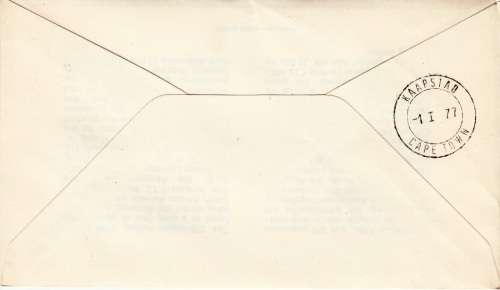 RSA 1977: SAA COVER NO 13c - 1st SCHEDULED AIRBUS FLIGHT JHB - CAPE TOWN (KAAPSTAD ON TOP BACK STAMP