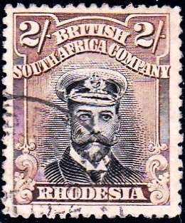 BSAC RHODESIA 1913: ADMIRALS 2s DIE III USED (SACC 273b)