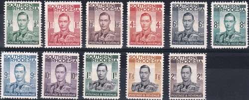 SOUTHERN RHODESIA 1937: DEFINITIVE ISSUE KGVI PART SET MH (SACC 42-52)