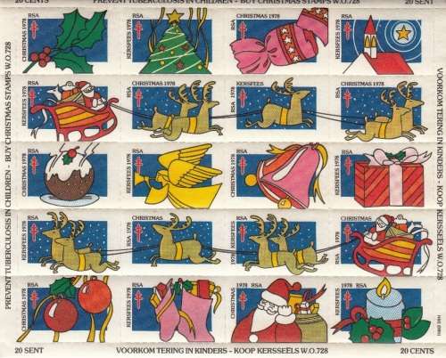 RSA 1978: FULL SHEET OF 20 CHIRSTMAS STAMPS MNH