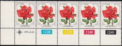 RSA 1979: 4th WORLD ROSE CONVENTION SET CONTROL STRIPS OF 5 MNH (SACC 470-473)