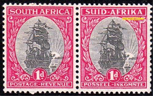 UNION 1950: DEFINITIVE ISSUE 1d PAIR MNH - (sacc114) - MINOR VARIETY SEE BELOW