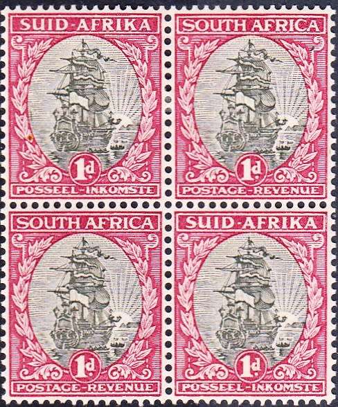 UNION 1934: DEFINITIVE ISSUE 1d BLOCK OF 4 MH (SACC56a)