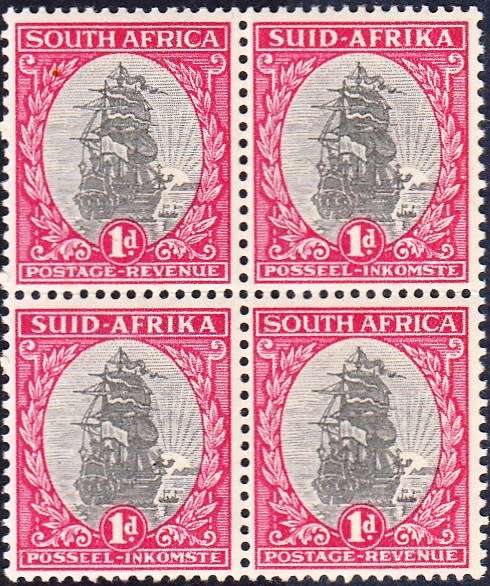 UNION 1950: DEFINITIVE ISSUE 1d BLOCK OF 4 MH (SACC114)