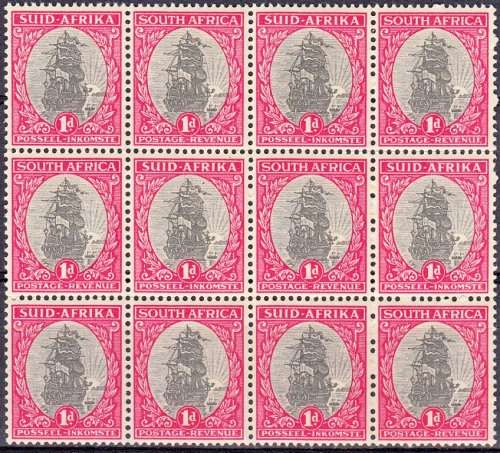 UNION 1950: DEFINITIVE ISSUE 1d BLOCK OF 12 MNH (SACC114)