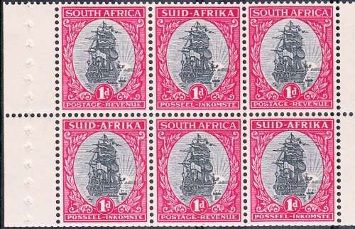 UNION OF SOUTH AFRICA 1951: BOOKLET#21 1d PANE OF 6 STAMPS MNH