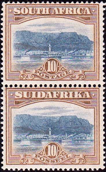 UNION 1927: DEFINITIVE ISSUE 10s VERT PAIR MH (SACC39)
