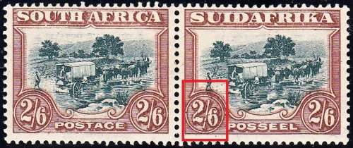 UNION OF SOUTH AFRICA 1932: DEFINITIVE ISSUE 2s6d PAIR MH (SACC 50) - VARIETY V5 SEE BELOW