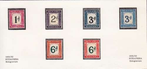 UNION OF SOUTH AFRICA 1932-1942: POSTAGE DUE SET MH (SACC 24,25,26,27a,28,28a)