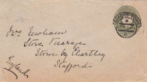 CAPE OF GOOD HOPE 1898 POSTAL STATIONARY QUEEN VICTORIA TWO PENCE EMBOSSED COVER USED - SIMONS TOWN