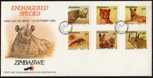 ZIMBABWE FDC 1989: ENDANGERED SPECIES - UNADDRESSED