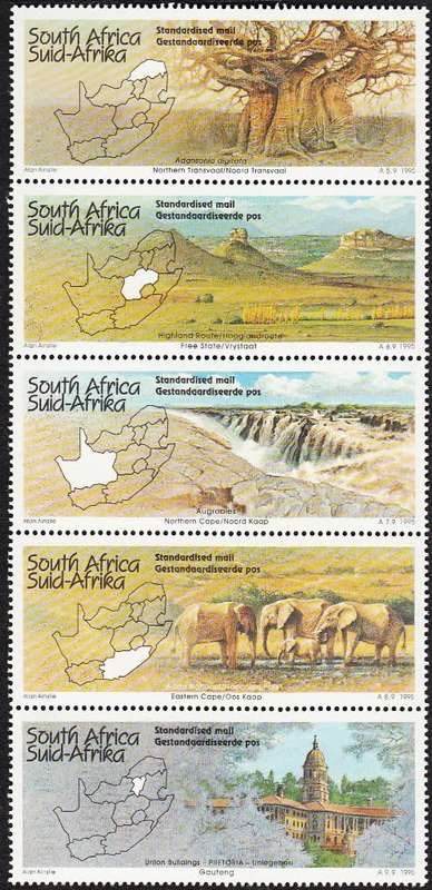 RSA 1995 TOURISM IN SOUTH AFRICA SETENANT STRIP OF 5 MNH (SACC 906-909)