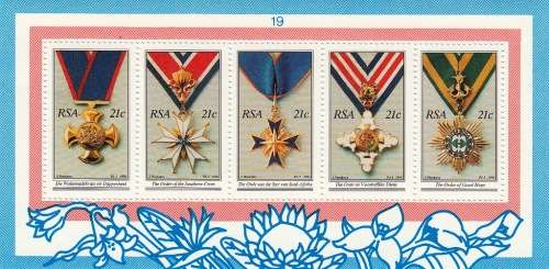 RSA 1990: MINIATURE SHEET#19 - THE NATIONAL ORDERS OF S.A. MNH (SACC 740)
