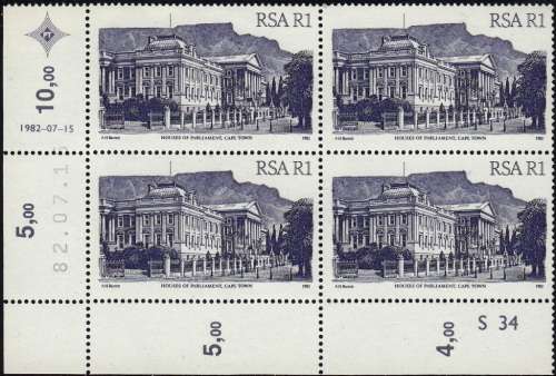 RSA 1982 4th DEFINITIVE ISSUE R1 CONTROL BLOCK CYLINDER S34 MNH (SACC 530)