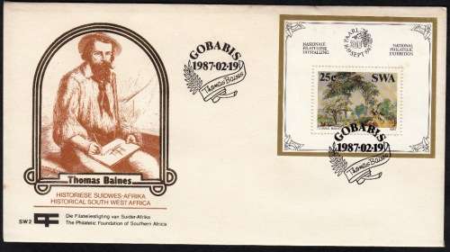 SWA COMMEMORATIVE COVER 1987: THOMAS BAINES - MINISHEET