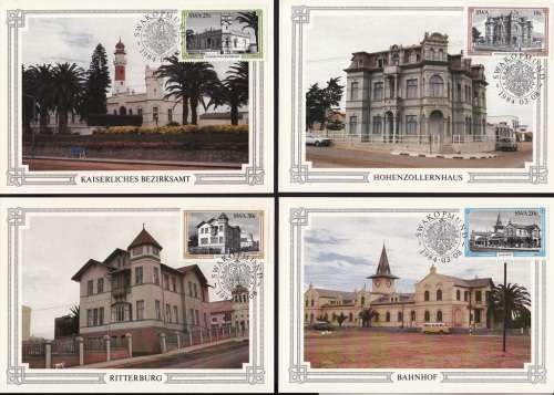 SWA POSTCARDS#5-8 1984 SWAKOPMUNT BUILDINGS - SET OF 4 UNUSED CTO
