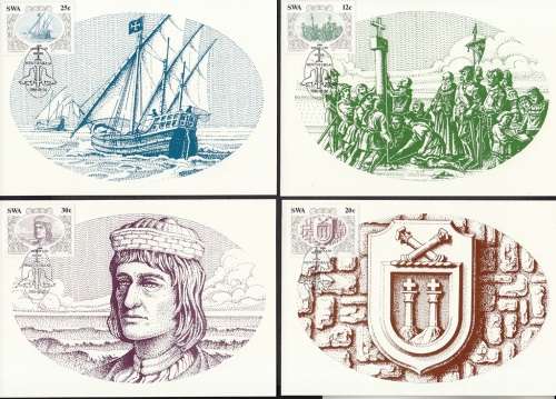 SWA POSTCARDS 30-33 1986 DISCOVERERS OF SWA - SET OF 4 UNUSED CTO
