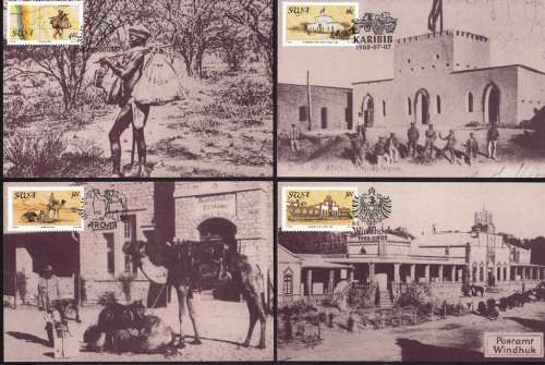 SWA 1988: POSTCARDS#70-73 CENTENARY OF POSTAL SERVICES - SET OF 4 - UNUSED CTO