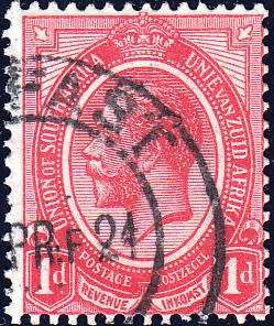 UNION 1913: PORTRAIT OF KING GEORGE V 1d USED (SACC3d) - INV WMK