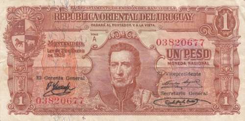 URUGUAY BANKNOTE 1 PESO 1939