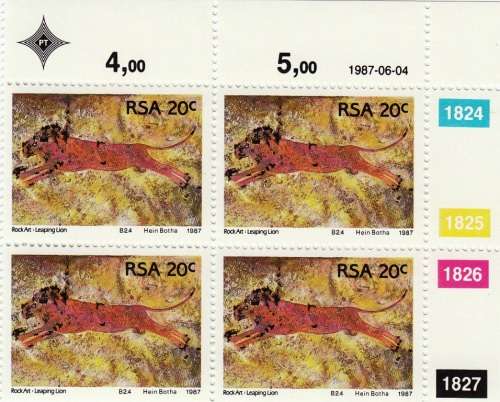 RSA 1987: ROCK PAINTINGS FULL SET CONTROL BLOCKS MNH (SACC 625-628)