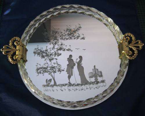 Beautifull MURANO Tea Tray with Display Stand - bought at the factory shop at Venice - 37cm diameter