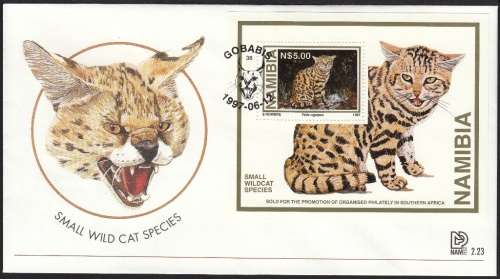 NAMIBIA FDC 2.23 1997: SMALL WILD CAT SPECIES - MINISHEET