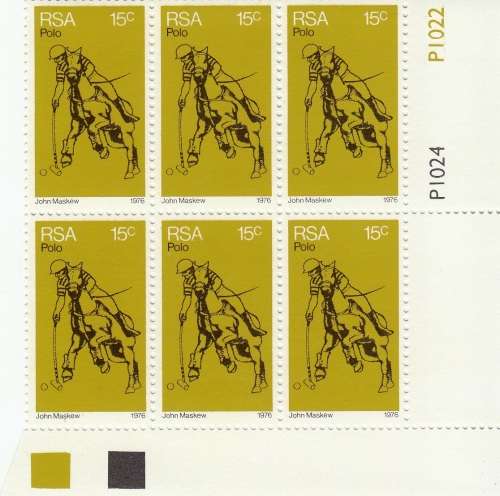 RSA 1976: POLO CONTROL BLOCK OF 6 MNH (SACC 410)