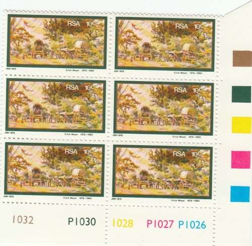 RSA 1976: BIRTH CENTENARY OF ERICH MAYER FULL SET CONTROL BLOCKS OF 6 MNH (SACC 401-404)