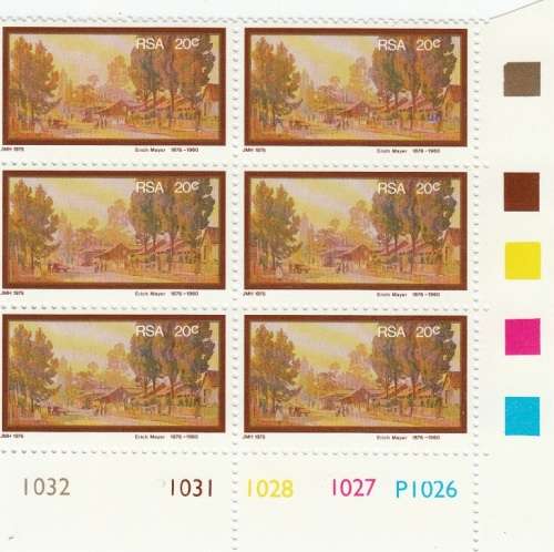 RSA 1976: BIRTH CENTENARY OF ERICH MAYER FULL SET CONTROL BLOCKS OF 6 MNH (SACC 401-404)